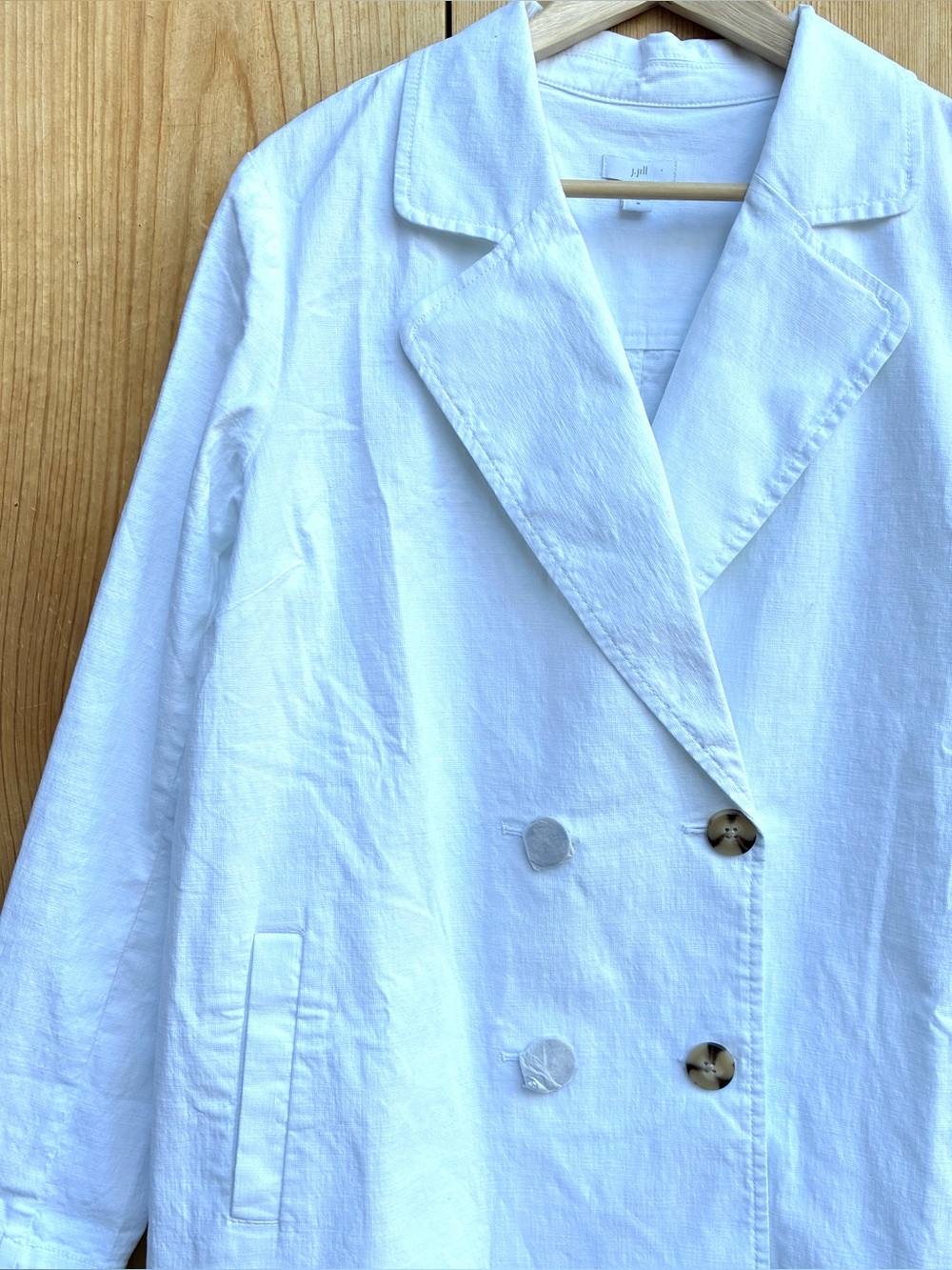 J. Jill NWOT White Linen Blend Blazer Sz Medium - Picture 2 of 6